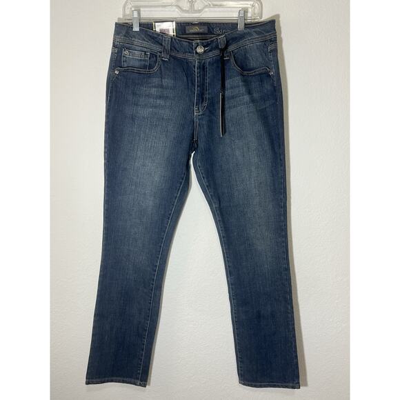 JORDACHE Women Skinny‎ Jeans 12 Waist Dark RHINESTONES festival BOHO NEW Rodeo - Picture 2 of 11